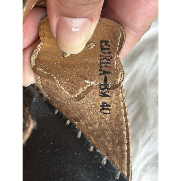 L'Artiste by Spring Step Size 40 Edrea Black Leather Wedge Sandals Floral - Picture 9 of 11